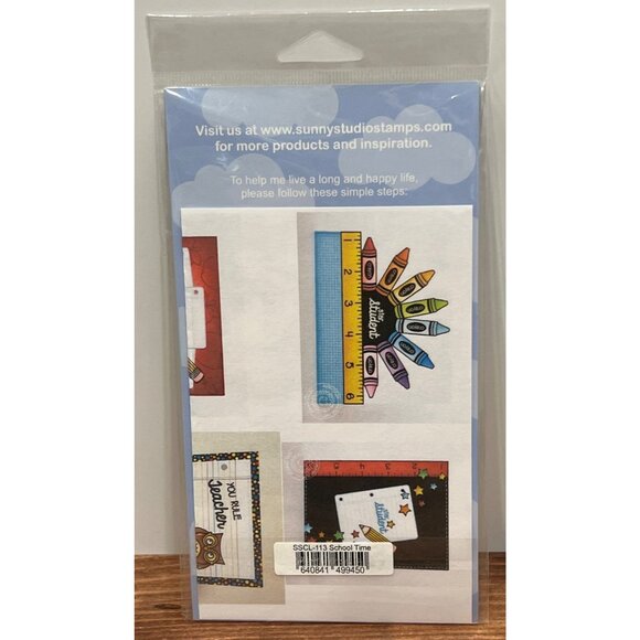 Sunny Studio Clear Stamps SSCL-113 School Time apple ruler crayon - Picture 2 of 3